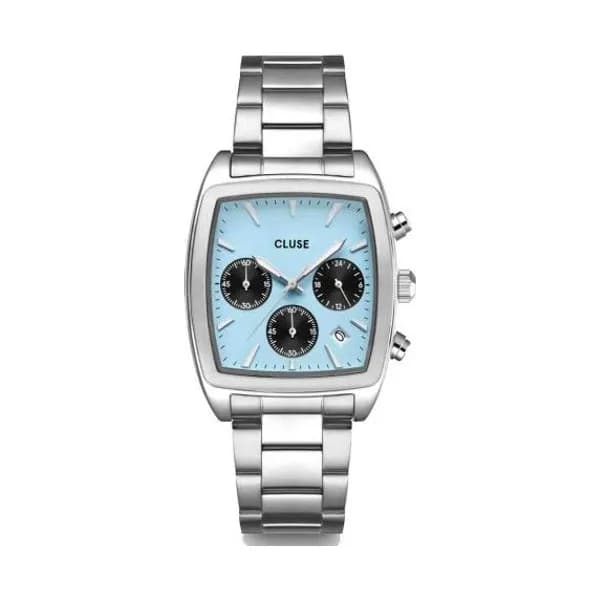 Cluse Quartaut Chrono Watch Steel, Blue and Black, Silver Colour