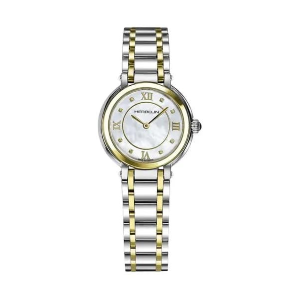 Michel Herbelin Montre Michel Herbelin Galet Acier et plaqué or 28 mm - 17430BT59