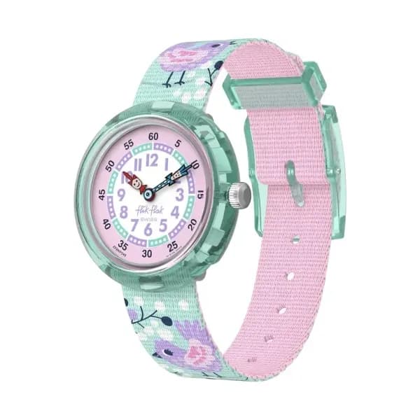 Flik Flak Montre quartz Fille Pattern paradise Rose, Blanc