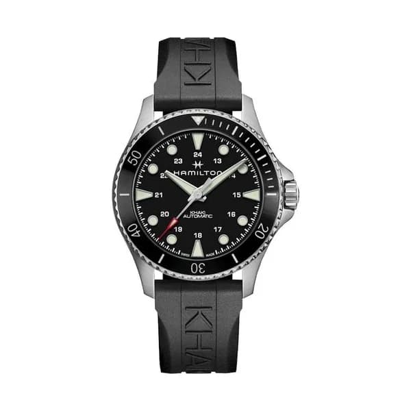 Hamilton Montre Hamilton Khaki Navy Scuba automatique cadran noir bracelet caoutchouc noir 43 mm