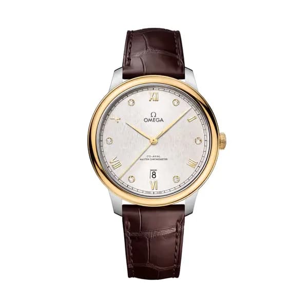 Omega De Ville 40 mm, acier - or jaune sur bracelet en cuir