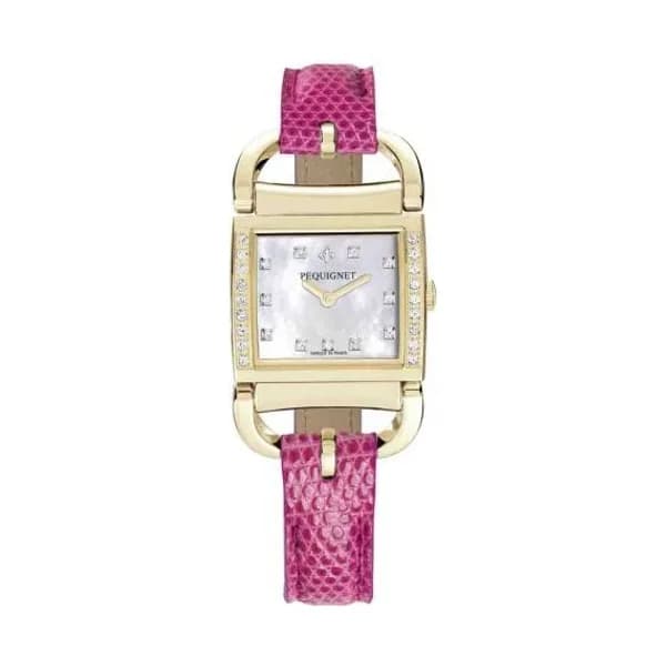 Pequignet E. Montre Pequignet Attellage Quartz - Cadran Nacre Blanc - Bracelet Rose - 5895509CD-L