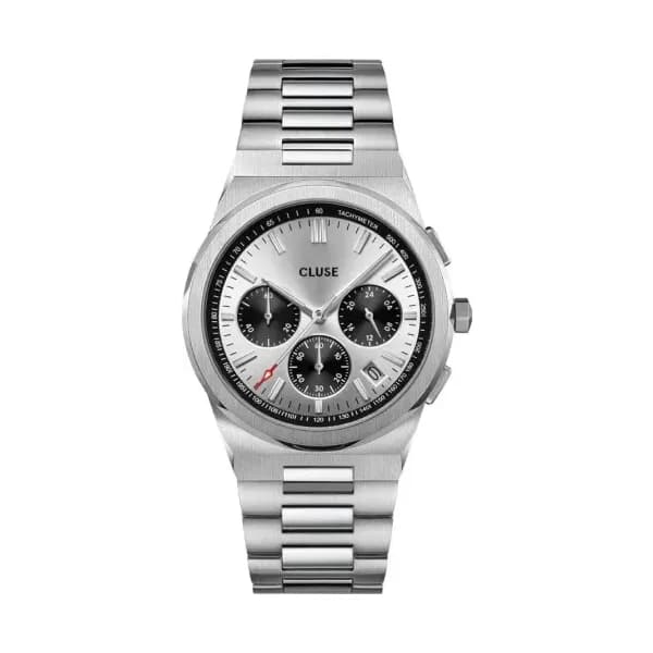 Cluse Vigoureux Chrono Watch Steel, Black, Silver Colour