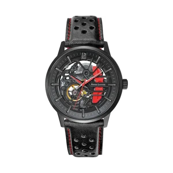 Pierre Lannier Montre Automatique Pierre Lannier Collection Paddock en Cuir Noir