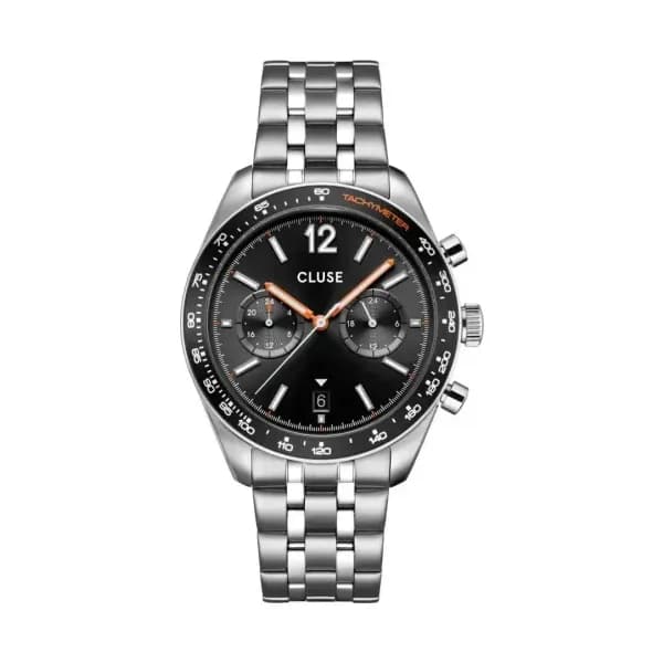 Cluse Aravis Dual Timer Watch Steel, Black, Silver Colour