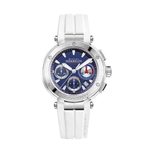 Michel Herbelin Montre Michel Herbelin Newport Edition Limitée automatique cadran bleu bracelet caoutchouc blanc 43,5 mm