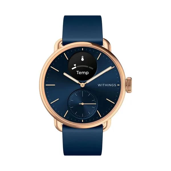 Withings Montre connectée Withings ScanWatch 2 Rose Gold cadran bleu bracelet silicone bleu 38 mm