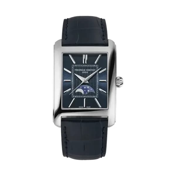 Frédérique Constant Montre Frédérique Constant Classics Carrée Moonphase Automatique Automatique Cadran Bleu foncé Bracelet Cuir - FC-333N4C6