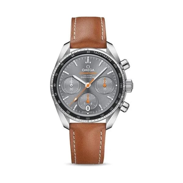 Omega Montre Omega Speedmaster 38 automatique Co-Axial chronographe cadran anthracite bracelet cuir gold 38 mm