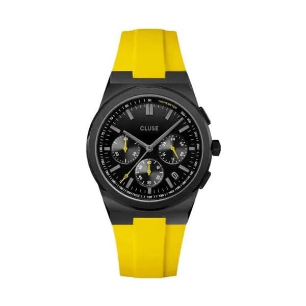 Cluse Vigoureux Chrono Watch Silicone Yellow, Black Colour