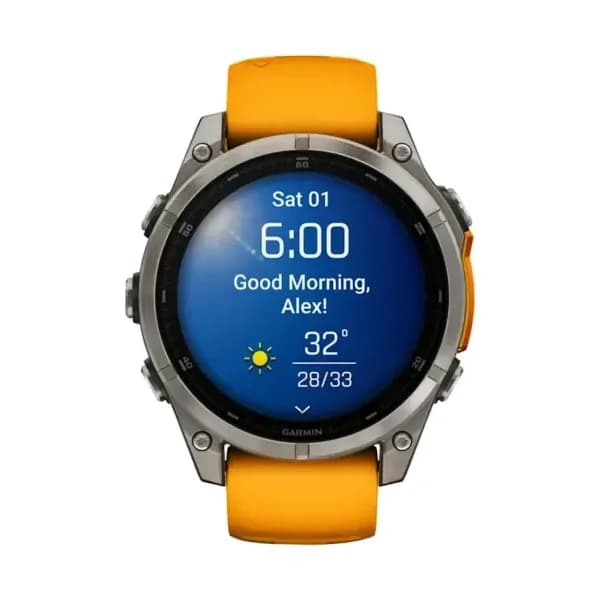 Garmin Montre Garmin Fenix 8 AMOLED Sapphire Titane Bracelet Orange 47mm