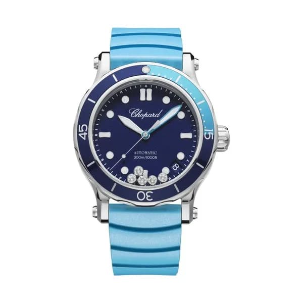Chopard Montre Chopard Happy Ocean automatique cadran bleu bracelet caoutchouc 40 mm