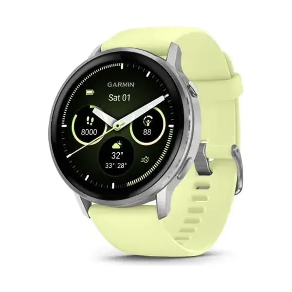 Garmin Montre Garmin Venu 4 - 45 mm Silver Bracelet en silicone jaune citron