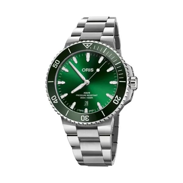 Oris Montre Oris Plongée Aquis Date Calibre 733 automatique cadran vert bracelet acier 43,5 mm