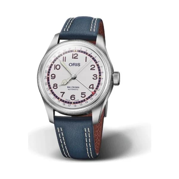 Oris Montre Oris Big Crown Pointer Date Hank Aaron automatique cadran blanc bracelet cuir 40 mm