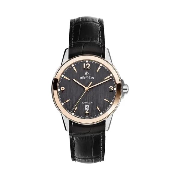 Michel Herbelin Montre Michel Herbelin Ambassade automatique cadran anthracite bracelet cuir noir 41 mm