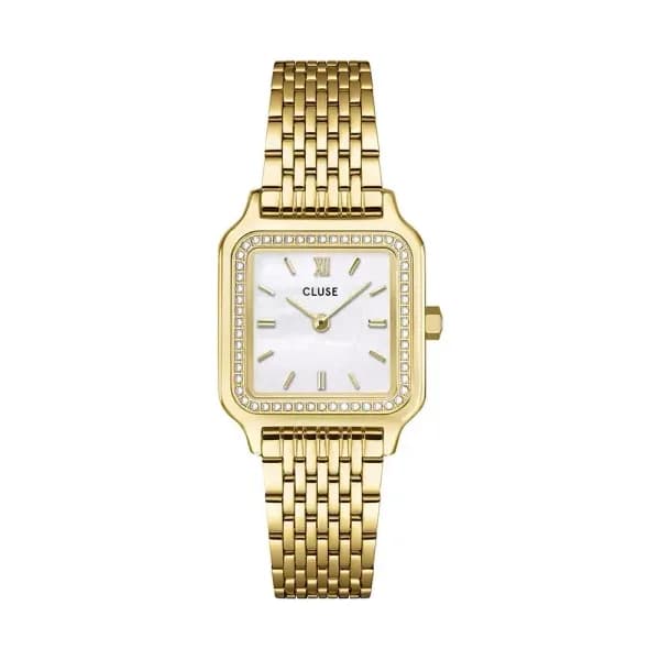 Cluse Gracieuse Petite Watch Steel, Glass Pearls, White, Gold Colour