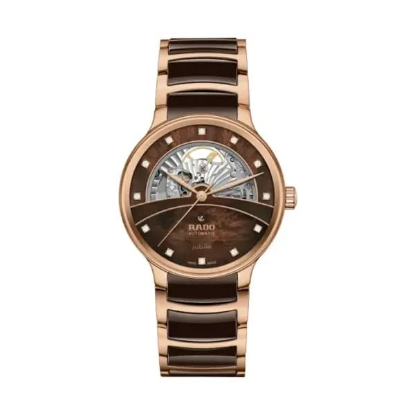 Rado Montre Rado Centrix Auto Diamonds Open Heart Cadran Nacre Brun 39.5mm