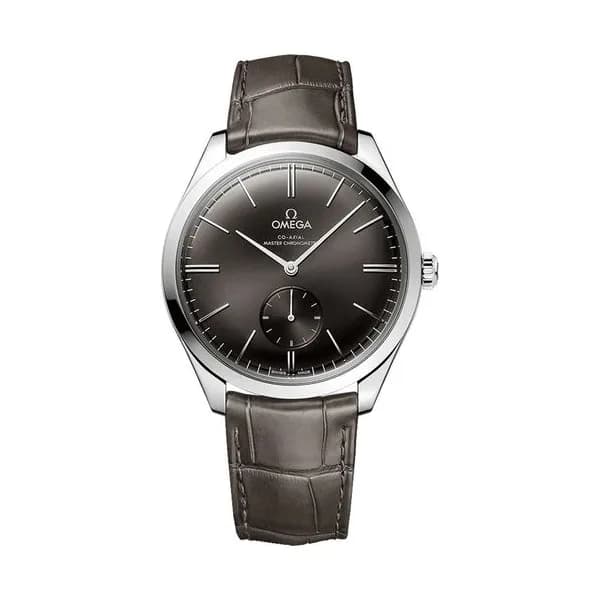 Omega Montre Omega de Ville Trésor Co-Axial Master Chronometer Petite Seconde automatique cadran gris bracelet cuir brun 40 mm