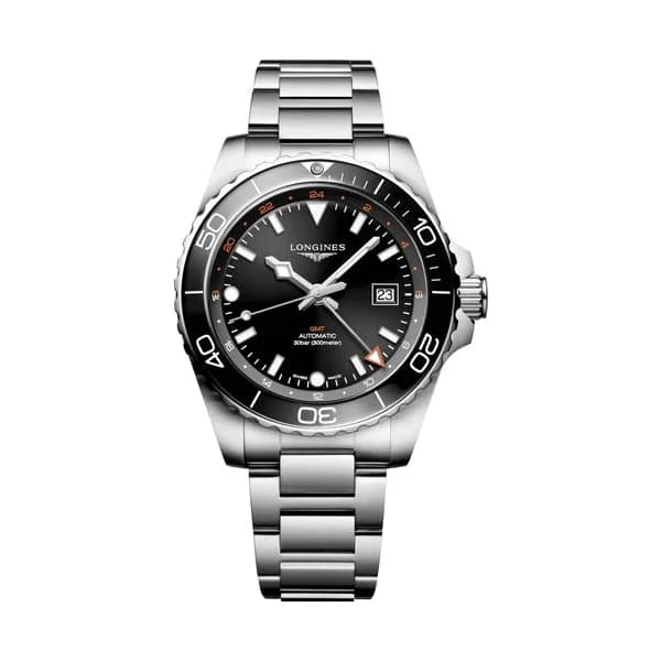 Longines Montre Longines Hydroconquest GMT automatique cadran noir bracelet acier 43 mm
