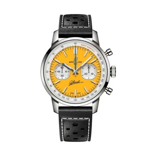 Breitling Montre Breitling Top Time B01 Chronograph 41mm Eddy Merckx Édition Limitée Cadran jaune bracelet cuir