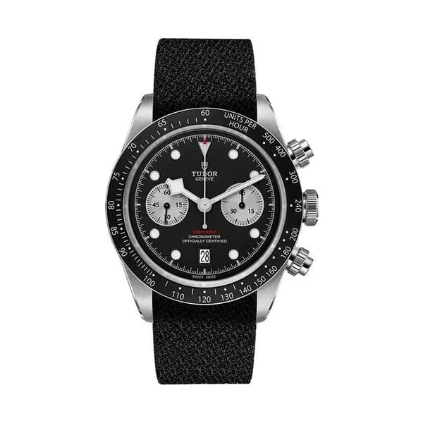 Tudor Montre Tudor Black Bay Chrono automatique cadran noir bracelet tissu noir 41 mm