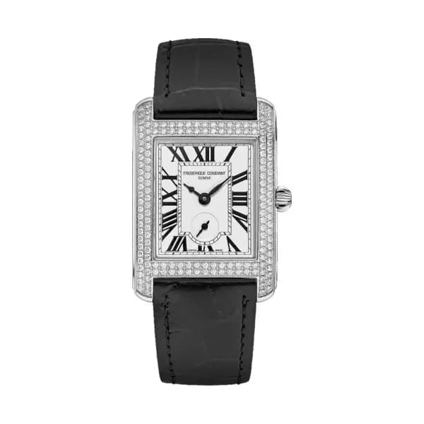 Frédérique Constant Montre Frederique Constant Classics Carree Small Seconds Quartz Cadran Argent Bracelet Cuir de veau
