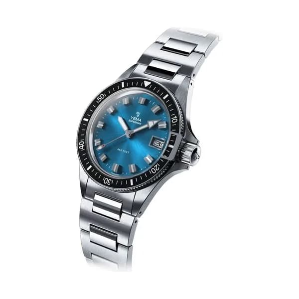 Yema Montre Yema Superman Heritage quartz cadran bleu bracelet acier 39 mm
