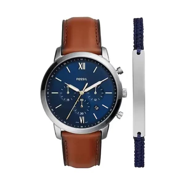 Fossil Montre Analogique Homme Fossil Cuir Marron FS5708SET