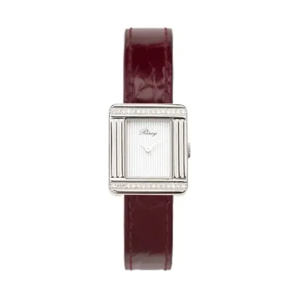 Poiray Montre Poiray Ma Première Mini Acier Serti Diamants Bracelet Alligator Bordeaux