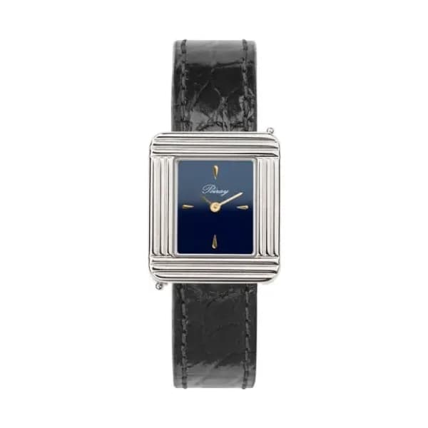 Poiray Montre Poiray Ma Première Acier Cadran Bleu Bracelet Alligator Noir