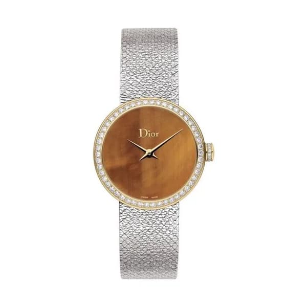 Dior Montre D de Dior cadran œil de tigre bracelet maille milanaise 25 mm