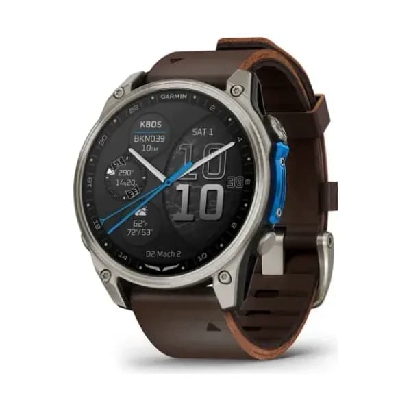 Garmin Montre Garmin D2 Mach 2 Titanium Bracelet Oxford Cuir Brun 47mm