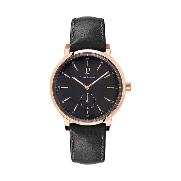 Pierre Lannier Montre Homme Pierre Lannier Week End Vintage en Cuir Noir