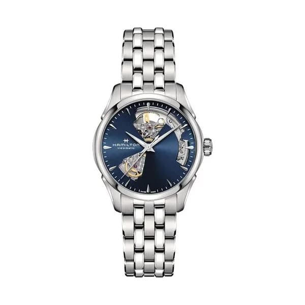 Hamilton Montre Hamilton Jazzmaster Open Heart Lady automatique cadran bleu marine bracelet acier 36 mm