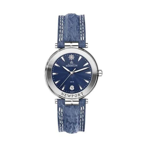 Michel Herbelin Montre Michel Herbelin Newport quartz cadran bleu bracelet cuir bleu 38,5 mm