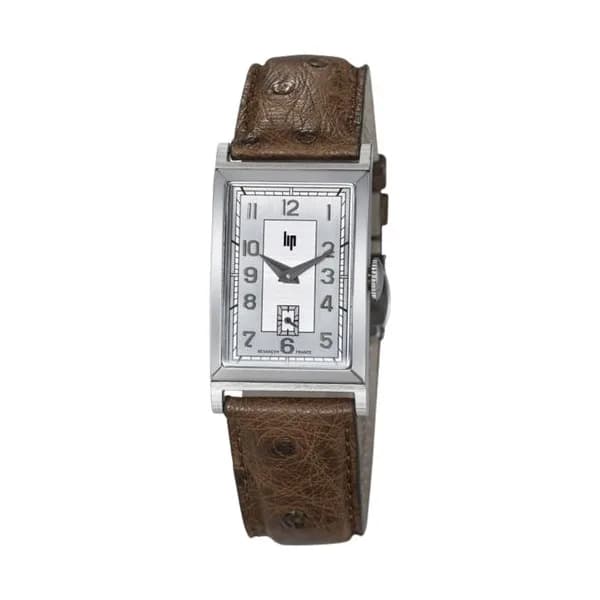 Lip Montre Lip Churchill T18 Original mécanique cadran argenté bracelet cuir marron