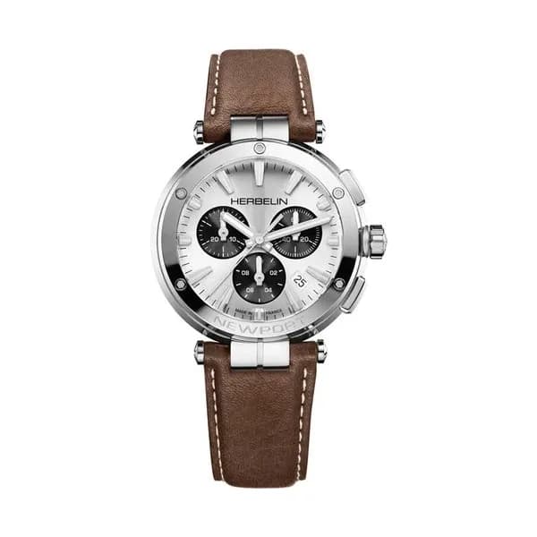 Michel Herbelin Montre Herbelin Collection Nexport Chrono en Cuir Marron