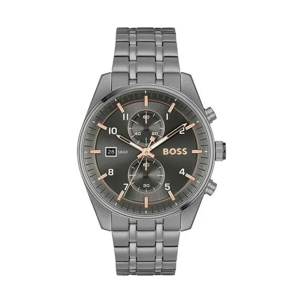 Hugo Boss Montre Boss Collection Skytraveller en Acier et PVD Gris