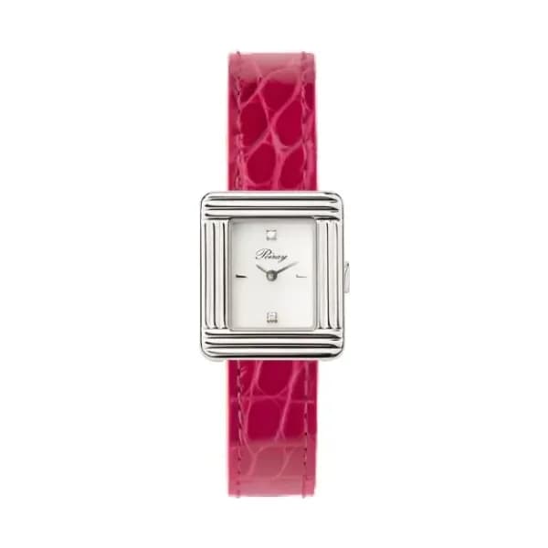 Poiray Montre Poiray Ma Première Mini Acier Cadran Serti Bracelet Alligator Rose