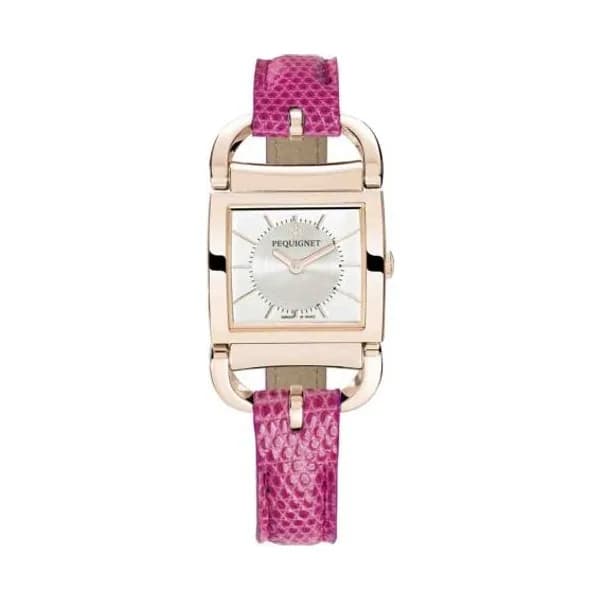 Pequignet E. Montre Pequignet Attellage Quartz - Cadran Nacre Blanc - Bracelet Rose - 5896438-L