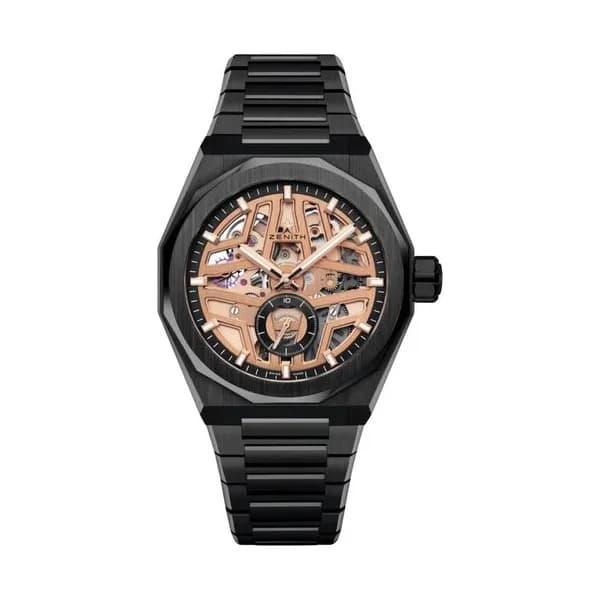Zenith Montre Zenith Defy Skyline Skeleton Céramique automatique cadran doré bracelet céramique 41 mm