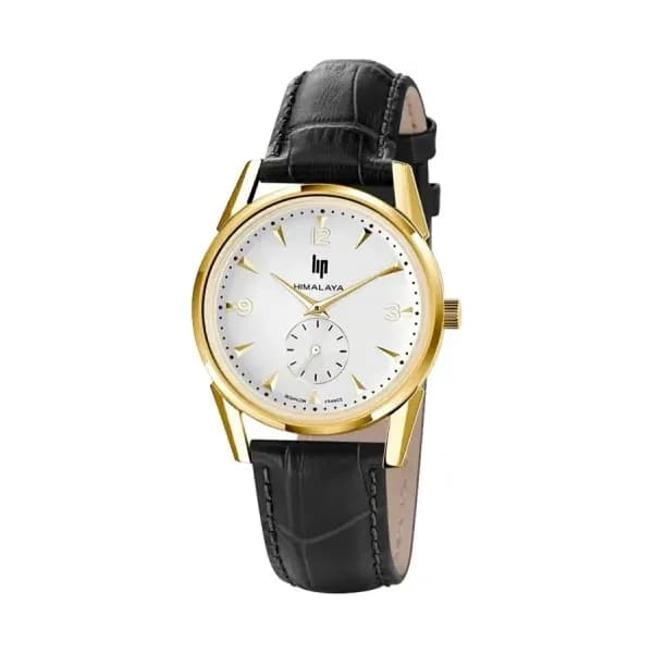 Lip Montre Lip Himalaya - Unisexe - cadran Blanc- 35 mm - acier doré 316 L poli - 671719