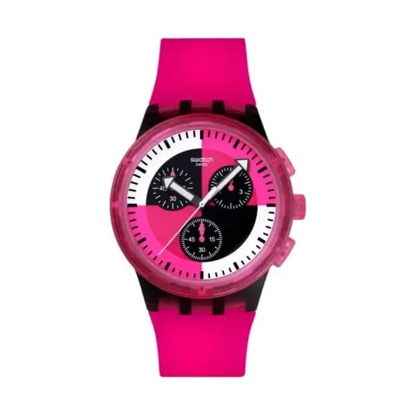 Swatch Montre quartz Mixte Smash it Noir, Fuchsia