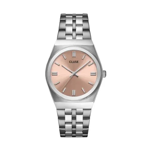 Cluse Retro 70s Watch Steel, Light Salmon, Silver Colour