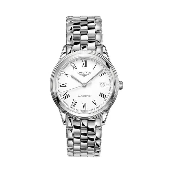 Longines Montre Longines Flagship automatique cadran blanc chiffres romains bracelet acier 38,5 mm