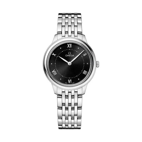 Omega Montre Omega de Ville Prestige Quartz cadran noir bracelet acier 30 mm