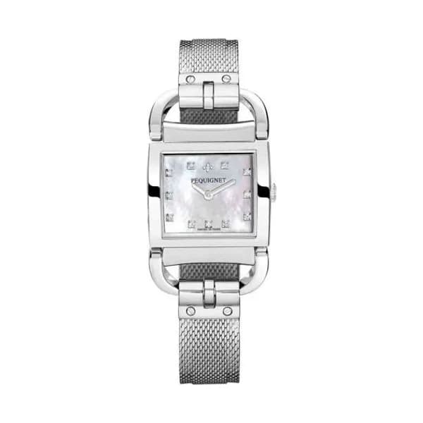 Pequignet E. Montre Pequignet Attellage Quartz - Cadran Nacre Blanc - Bracelet Argent - 5894503CD-A