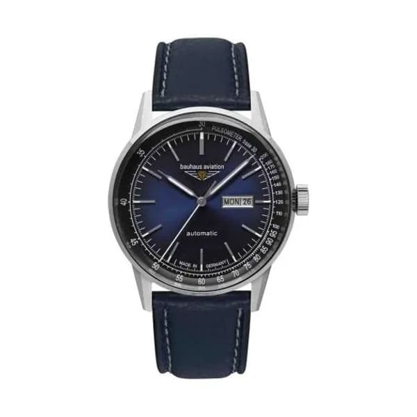 Bauhaus Montre Bauhaus Aviation G38 Automatique Cadran Bleu nuit Bracelet Cuir - 23663