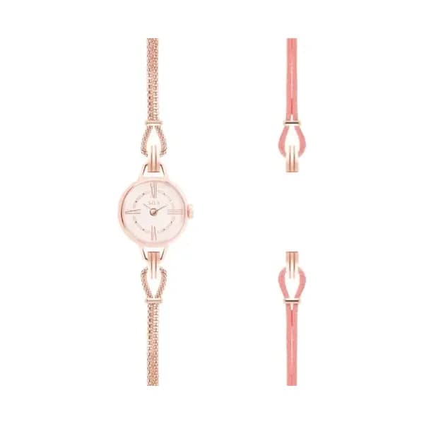 Sila Paris Montre à Bracelet Interchangeable Coloris Or Rose & Cordon Rose Poudré